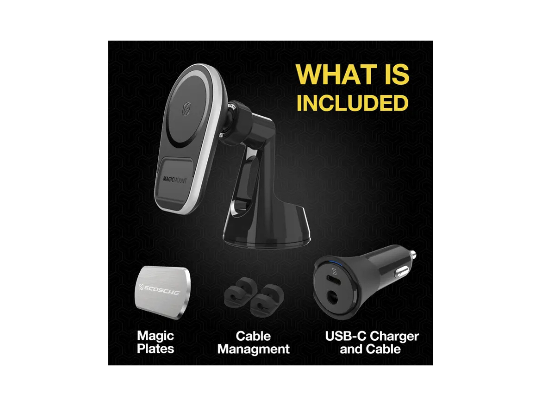 SCOSCHE MagicMount Pro Charge5 Wireless Car Charger MagSafe Compatible SCOSCHE MagicMount Pro Charge5 Wireless Car Charger MagSafe Compatible